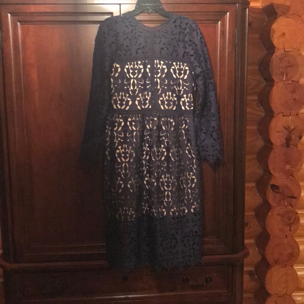 Zara navy lace overlay dress